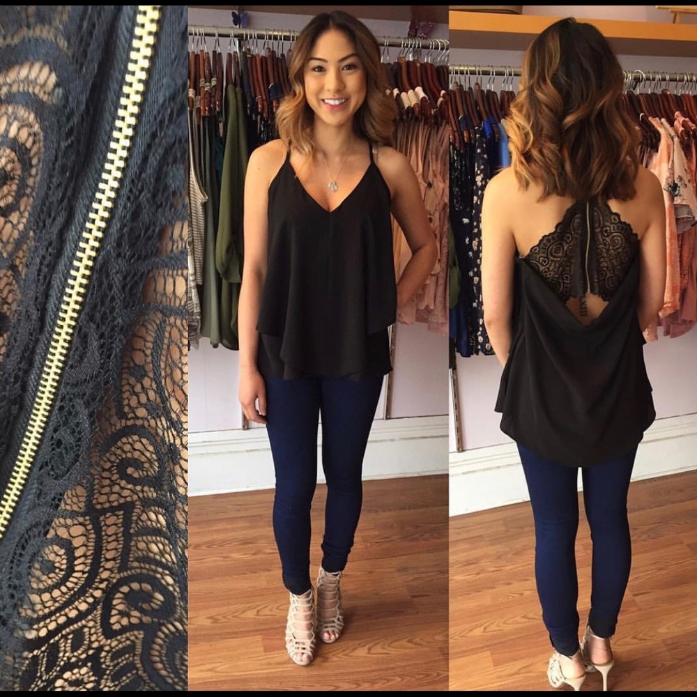Halter lace back top